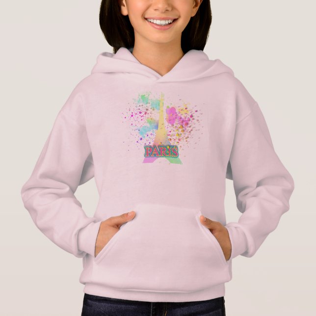 Eiffelturm Paris Rainbow Paint Platsch Explosion Hoodie (Vorderseite)