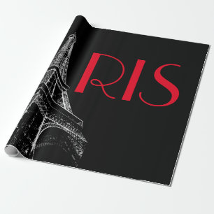 Eiffelturm Paris Reise Schwarz Weiß Rot Pop Art Geschenkpapier