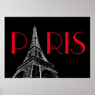 Eiffelturm Paris Reise Schwarz Weiß Rot Pop Art Poster