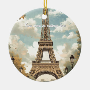 Eiffelturm Paris Reise Vintage Retro Art Name Keramik Ornament