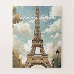 Eiffelturm Paris Reise Vintage Retro Art Name Puzzle