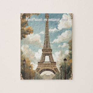 Eiffelturm Paris Reise Vintage Retro Art Name Puzzle