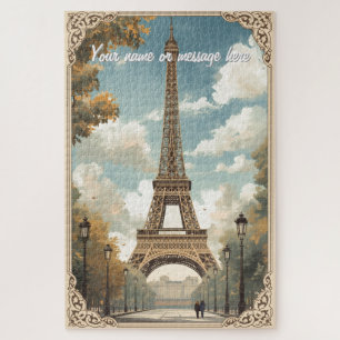 Eiffelturm Paris Reise Vintage Retro Art Name Puzzle