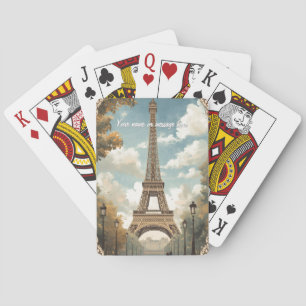 Eiffelturm Paris Reise Vintage Retro Art Name Spielkarten