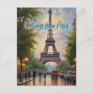 Eiffelturm Paris Reise Vintage Retro Kunst Feiertagspostkarte