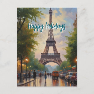 Eiffelturm Paris Reise Vintage Retro Kunst Feiertagspostkarte