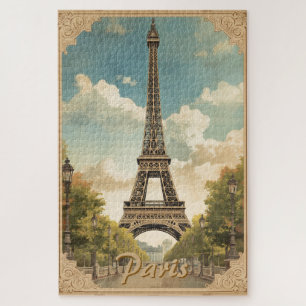 Eiffelturm Paris Reise Vintage Stil Retro Art Puzzle
