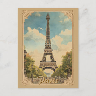 Eiffelturm Paris Reise Vintage-Stil Retro-Kunst Einladungspostkarte