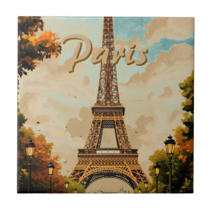 Eiffelturm Paris Reise Vintage-Stil Retro-Kunst Fliese