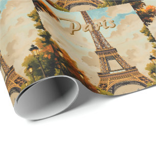 Eiffelturm Paris Reise Vintage-Stil Retro-Kunst Geschenkpapier
