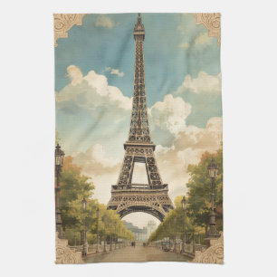Eiffelturm Paris Reise Vintage-Stil Retro-Kunst Geschirrtuch