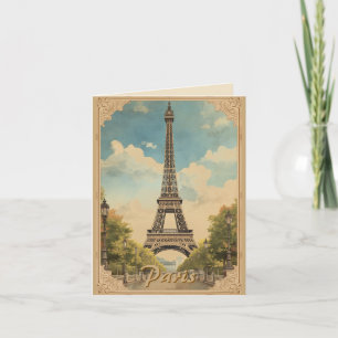 Eiffelturm Paris Reise Vintage-Stil Retro-Kunst Karte