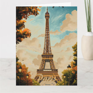 Eiffelturm Paris Reise Vintage-Stil Retro-Kunst Karte