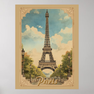 Eiffelturm Paris Reise Vintage Stil Retro Kunst Poster