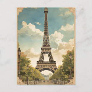 Eiffelturm Paris Reise Vintage-Stil Retro-Kunst Postkarte