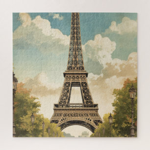 Eiffelturm Paris Reise Vintage Stil Retro Kunst Puzzle