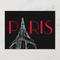 Eiffelturm Paris Reisen Schwarz-weißer Roter Pop K