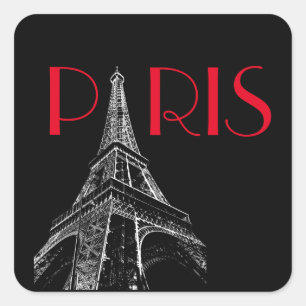 Eiffelturm Paris Reisen Schwarz-weißer Roter Pop K Quadratischer Aufkleber