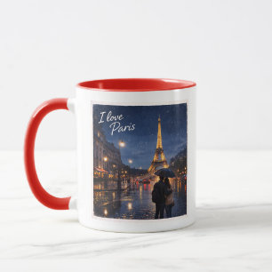 Eiffelturm Paris Romantische Regen Nacht Kunst Tasse