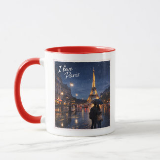 Eiffelturm Paris Romantische Regen Nacht Kunst Tasse