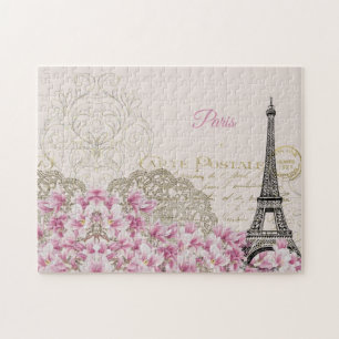 Eiffelturm, Paris Rosa Magnolia Puzzle