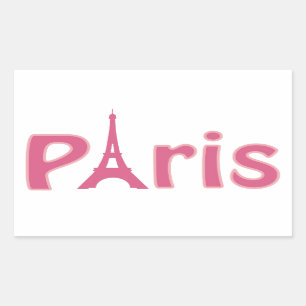 Eiffelturm Paris rosa Textkunst Rechteckiger Aufkleber