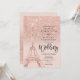 Eiffelturm Paris Rose Goldener Glitzer Rosa Hochze Einladung (Vorderseite/Rückseite Beispiel)