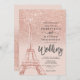Eiffelturm Paris Rose Goldener Glitzer Rosa Hochze Einladung (Vorne/Hinten)