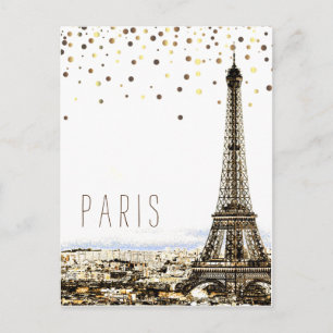 Eiffelturm Paris Stadt Rustikal Vintage Konfetti Postkarte