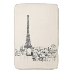 Eiffelturm-Paris-Stadtbild skizziert Bad-Matte Badematte