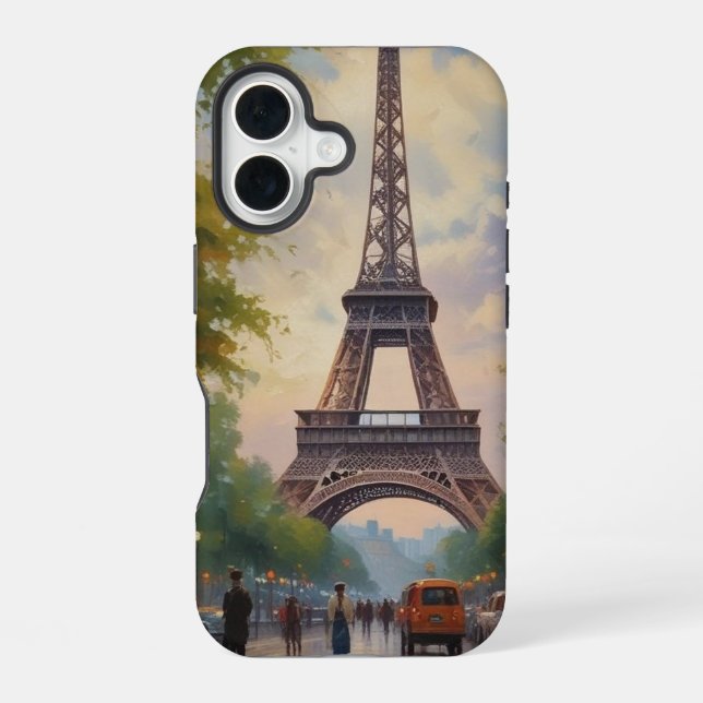 Eiffelturm Paris Vintage Retro Art iPhone 16 Hülle (Rückseite)