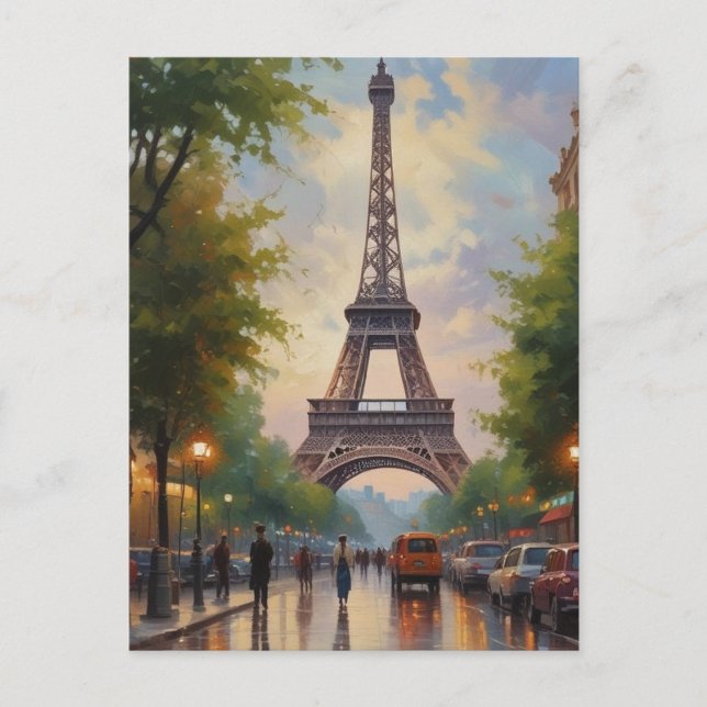 Eiffelturm Paris Vintage Retro Art Postkarte (Vorderseite)