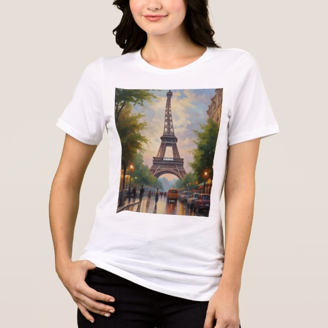 Eiffelturm Paris Vintage Retro Art Tri-Blend Shirt (Vorderseite)