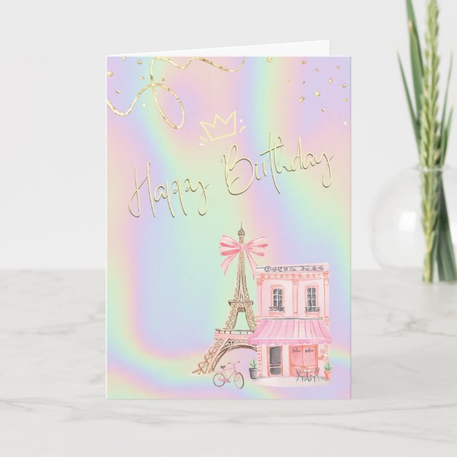 Eiffelturm Pariser Holografischer Geburtstag  Karte (Vorderseite)
