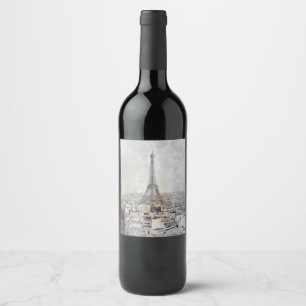 🍷 Eiffelturm Pariser Weinkarte - Elegantes Franzö Weinetikett
