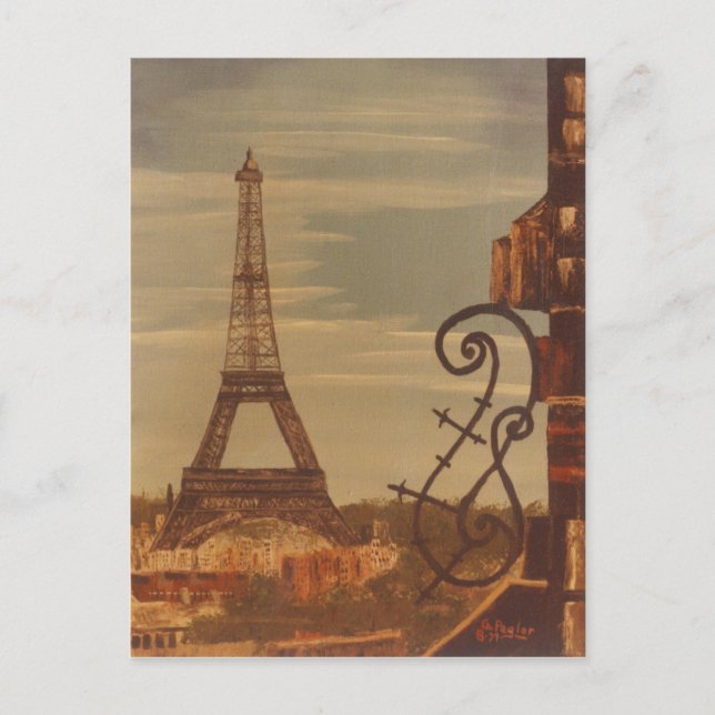 Eiffelturm, Parismus Frankreich - Akryllik auf Lei Postkarte (Vorderseite)