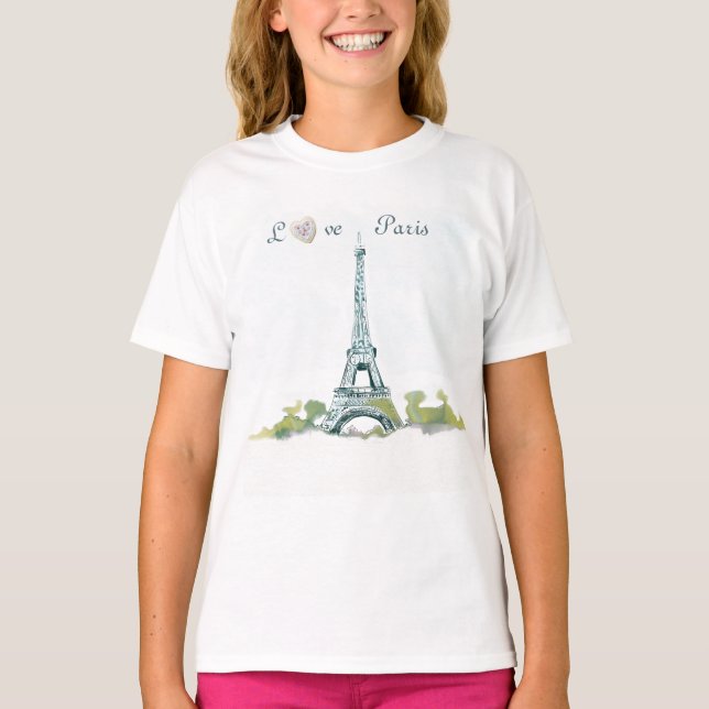 Eiffelturm-Pen und Tintenzeichnung | Liebe Paris T-Shirt (Vorderseite)