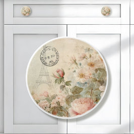 Eiffelturm Pink Französisch Vintage Blumendekoupag Keramikknauf