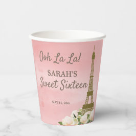 Eiffelturm Pink Gold Sweet 16 Pappbecher