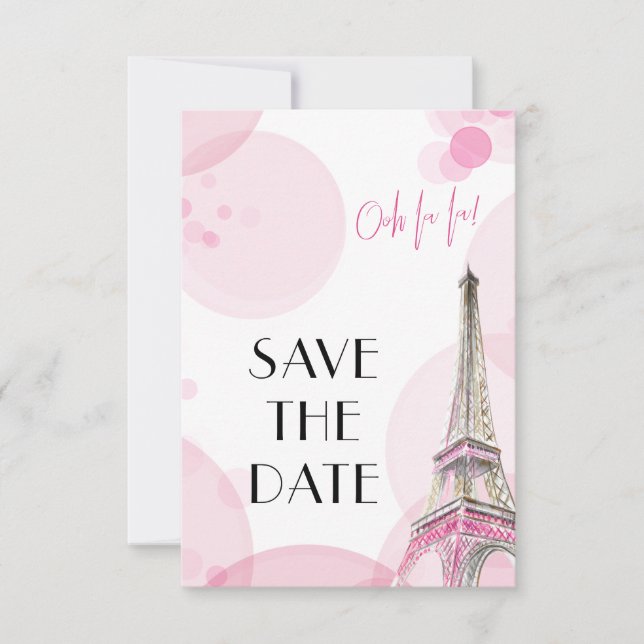 Eiffelturm Pink Paris Sweet 16 Save The Date (Vorderseite)