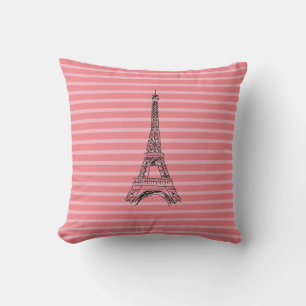 Eiffelturm Pink Streifen Muster Pillow Kissen