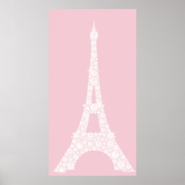 Eiffelturm Pink White Swarovski Crystals Paris Poster