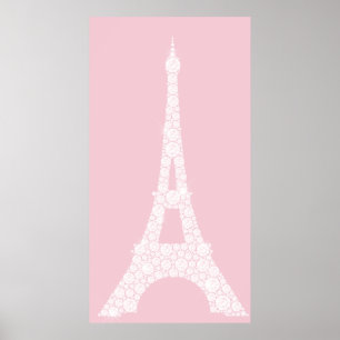 Eiffelturm Pink White Swarovski Crystals Paris Poster
