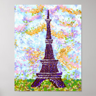 Eiffelturm Pointillism Helle Landschaft K Hubler Poster