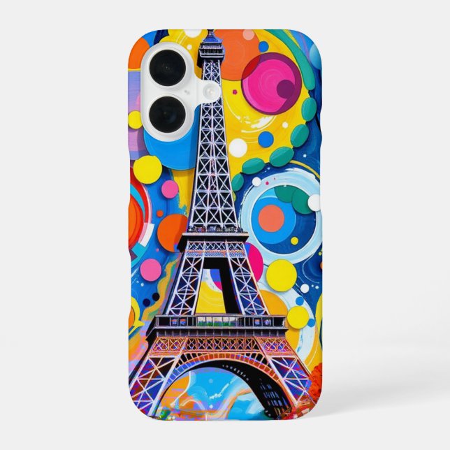Eiffelturm Pop Art iPhone 16 Hülle (Rückseite)