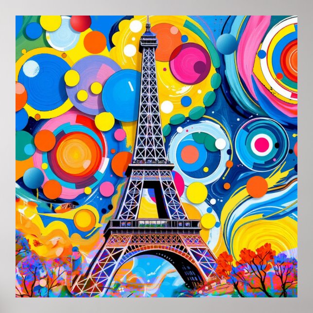 Eiffelturm Pop Art Poster (Vorne)
