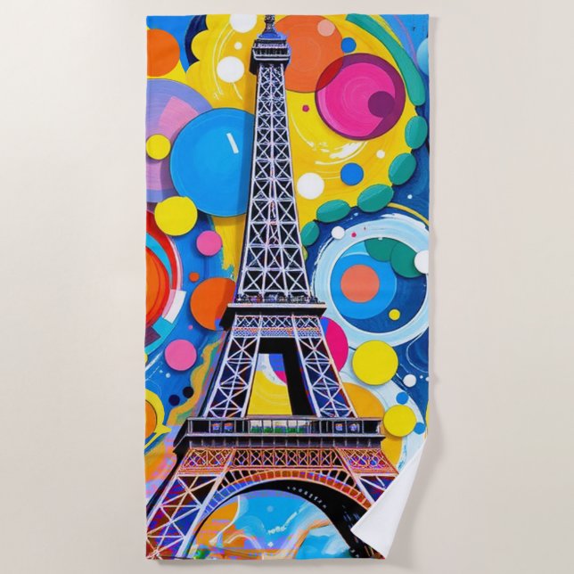 Eiffelturm Pop Art Strandtuch (Vorderseite)