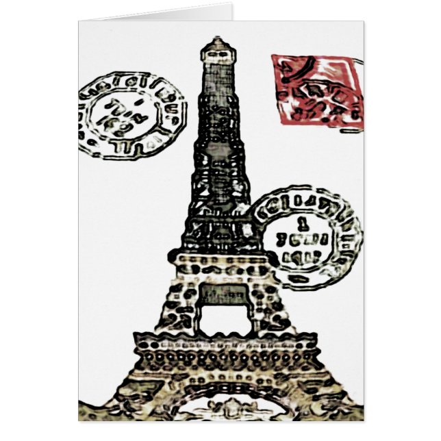 Eiffelturm Postage ~ Karte (Vorne)