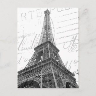Eiffelturm-Postkarte, Schwarz-Weiß, Hochformat Postkarte