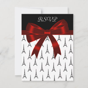 Eiffelturm Red Bow RSVP Cards